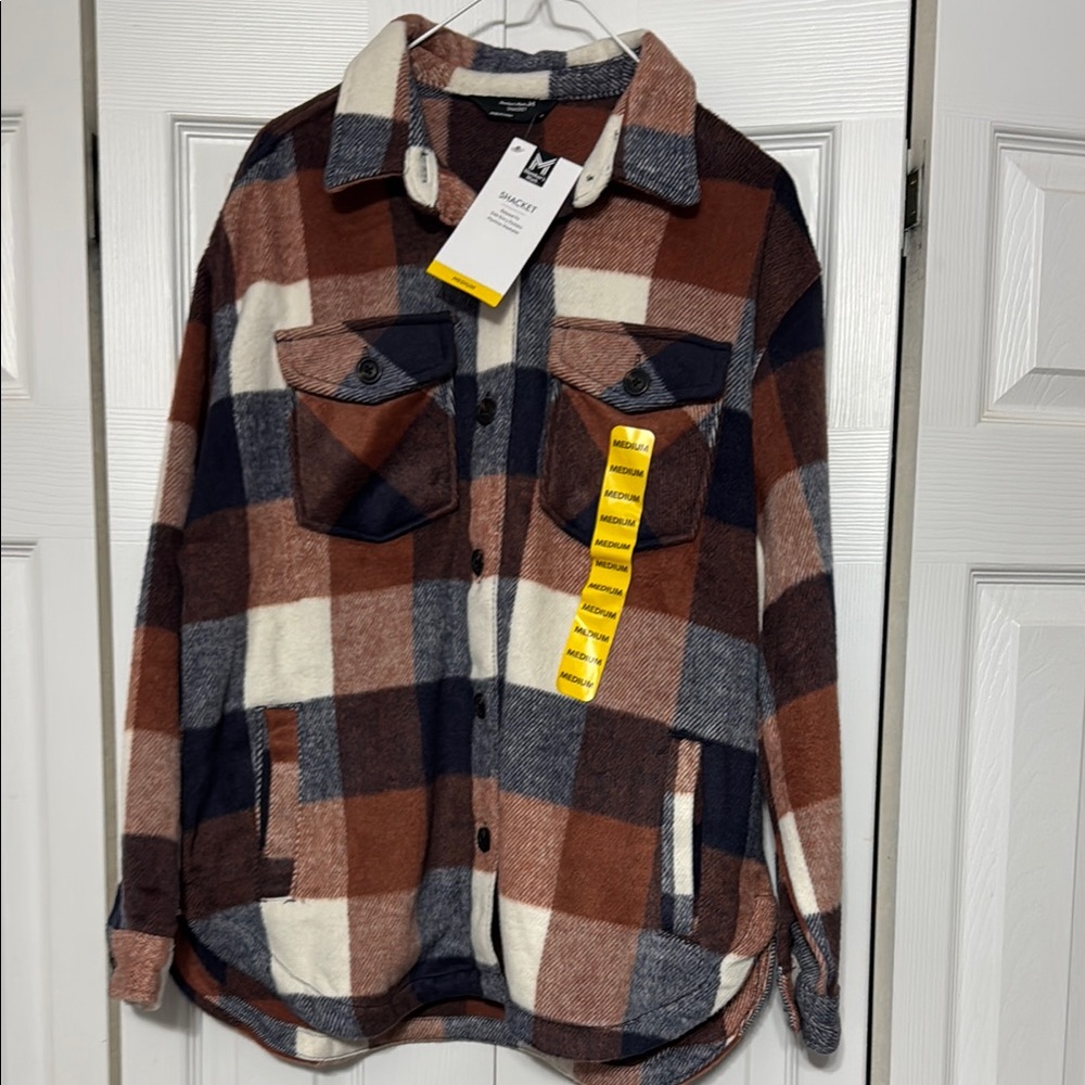 Plaid Button-Up Shirt Jacket